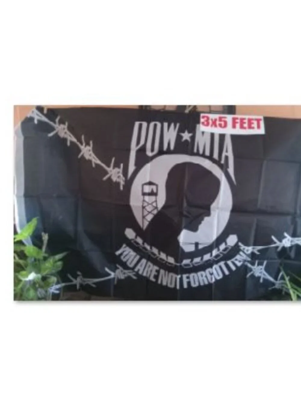 POW MIA Black Barb Wire 3x5 American Flag